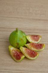 Ripe figs on a on a wooden table