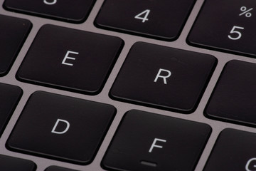 Close up of keyboard of a modern laptop.