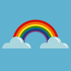 Rainbow with clouds vector illustration