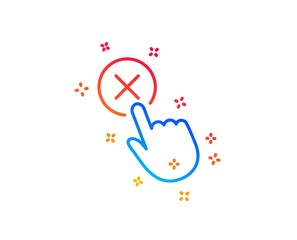 Reject click line icon. Decline or remove button sign. Gradient design elements. Linear reject click icon. Random shapes. Vector