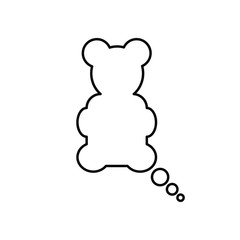 Thought bubble, bear shape  line icon isolated on white. Web design, mobile app