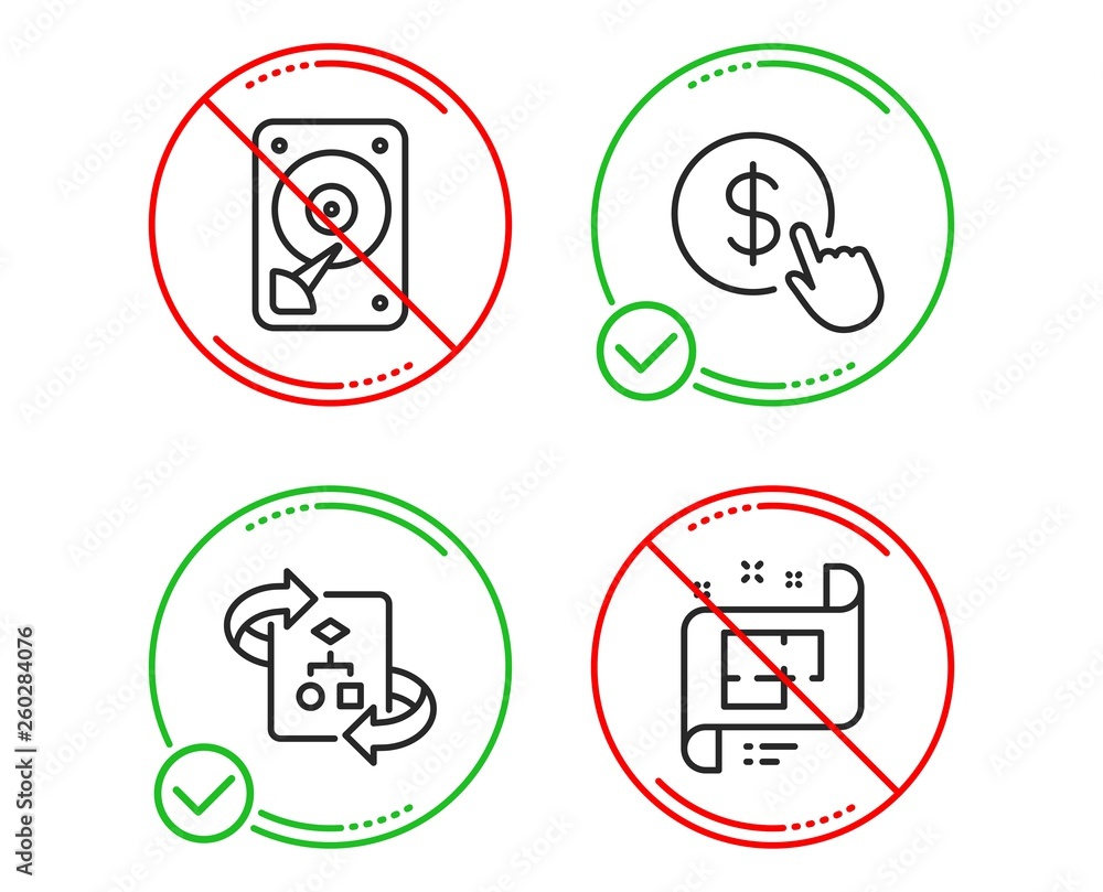 Aufkleber do or stop. technical algorithm, buy currency and hdd icons simple set. architectural plan sign. pro