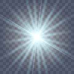 Star blue explodes on transparent background.