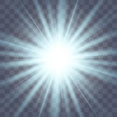 Star blue explodes on transparent background.