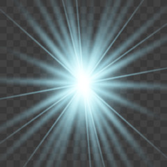 Star blue explodes on transparent background.