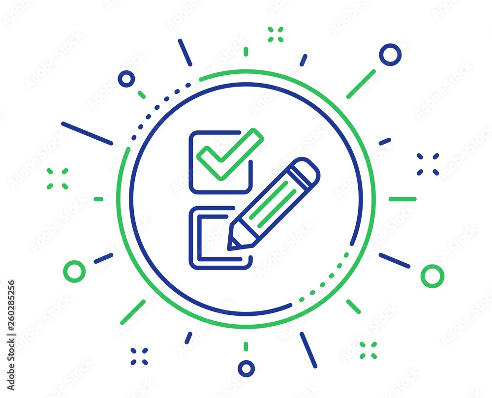 Poster checkbox line icon. survey choice sign. business review symbol. quality design elements. technology 