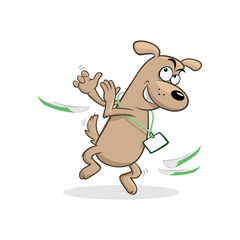 Funny clapping dog with badge vector illustration