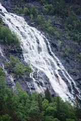 Fototapeta na wymiar Waterfall in forest in mountains