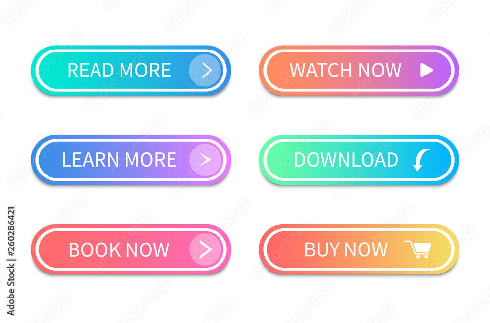 Aufkleber Gradient action buttons. Modern style buttons. Web buttons. Vector illustration.