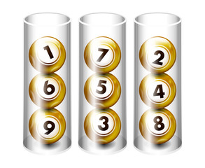 Vector golden lottery / bingo ball in glass tubes