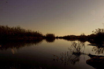 Obraz premium Autumn day in Arkhangelsk. Island Krasnoflotsky. the reflection in the water