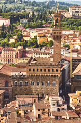 Fototapeta na wymiar florence view with palazzo vecchio the old palace tuscany italy