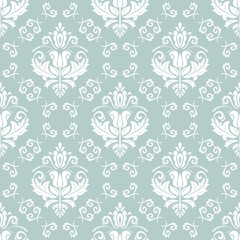 Orient classic pattern. Seamless abstract background with vintage elements. Orient light blue and white background