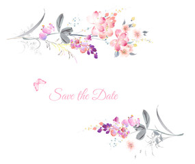 watercolor flowers set