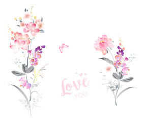 Obraz na płótnie Canvas watercolor flowers set