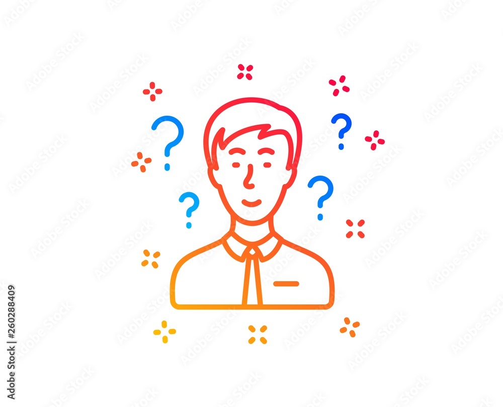 Poster question mark line icon. support consultant sign. gradient design elements. linear support consultan
