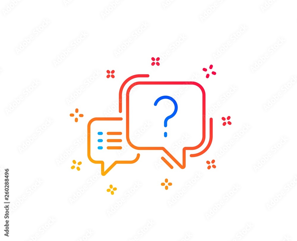 Poster question mark line icon. quiz chat bubble sign. gradient design elements. linear question mark icon.