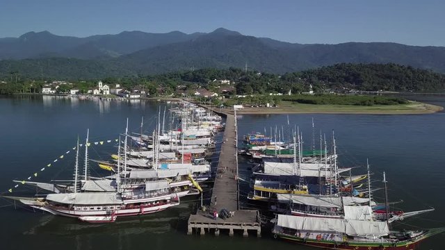 Aerial movie of Pier of Paraty, Rio de Janeiro, Brazil