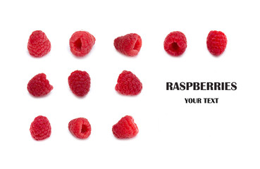 Group of Raspberry isolated on white background