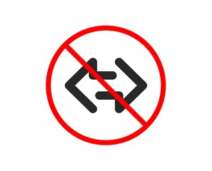 No or Stop. Sync arrows icon. Communication Arrowheads symbol. Navigation pointer sign. Prohibited ban stop symbol. No sync icon. Vector