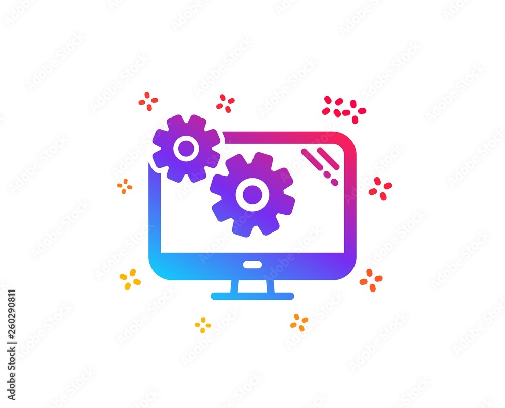 Poster settings icon. cogwheel engineering tool sign. cog gear symbol. dynamic shapes. gradient design sett