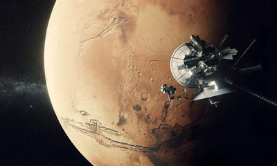 Sonde spatiale orbitant autour de la planète Mars © Stéphane Masclaux