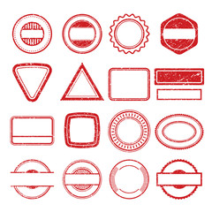 Rubber stamp frames. Grunge scratching post tampon insignia stamp vector templates isolated. Illustration of insignia stamp grunge, rubber post seal - obrazy, fototapety, plakaty