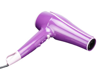 Pink hair dryer isolated on the white background