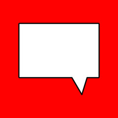 square speech bubble,red background. linear icon