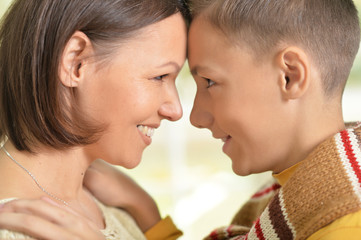 Fototapeta premium portrait of mother and son