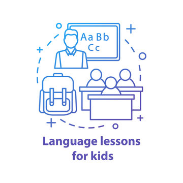 Language lessons for kids concept icon