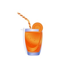 Smoothie in glass bottle with carrot. Fresh organic smoothie ingredients. Health or detox diet food concept.