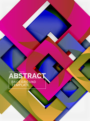 Color square composition with text. Geometric abstract background