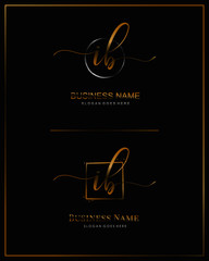 Initial I B IB handwriting logo vector. Letter handwritten logo template.