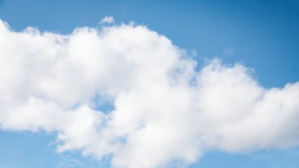 Naklejka na ściany i meble Fluffy big white cloud on the blue sky background. 16:9
