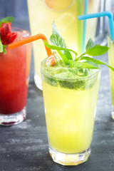 Lemonade with lemon and mint