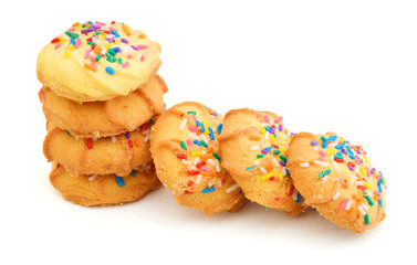 Stack Of Sugar Cookies Over White Background