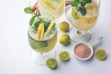Shikanji is lemonade originating from the Punjab/India. Also known as shikanjvi or Nimbu Pani or sherbet. popular summer cold drink