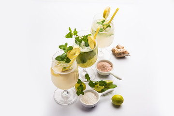 Shikanji is lemonade originating from the Punjab/India. Also known as shikanjvi or Nimbu Pani or sherbet. popular summer cold drink
