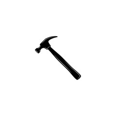 Black carpenter hammer. Handyman, locksmith, joiner claw hammer tool for repair and maintenance.