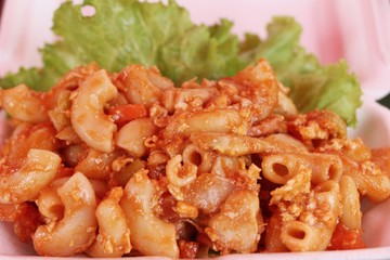 Spaghetti with pork delicious at street food