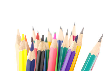 Color pencils isolated on white background with copy space.