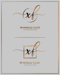 Initial X F XF handwriting logo vector. Letter handwritten logo template.