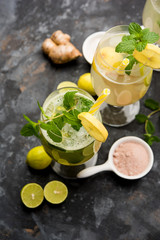 Shikanji is lemonade originating from the Punjab/India. Also known as shikanjvi or Nimbu Pani or sherbet. popular summer cold drink