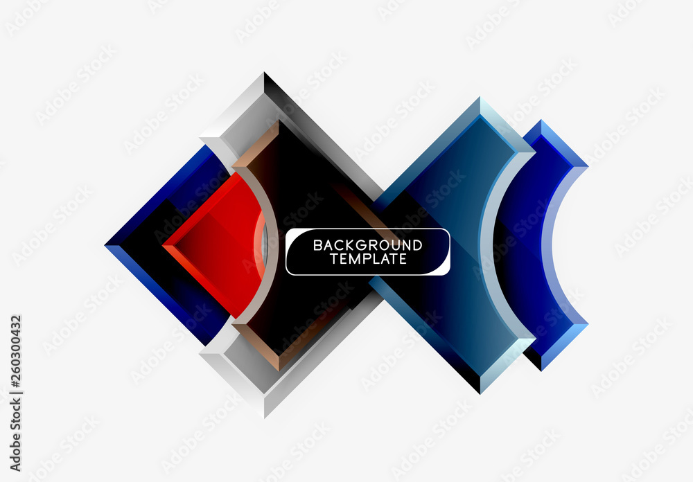 Fototapete 3d futuristic shapes vector abstract background made of glossy pieces with light effects