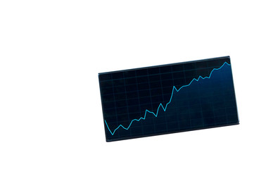 price chart on the phone on a white background top view