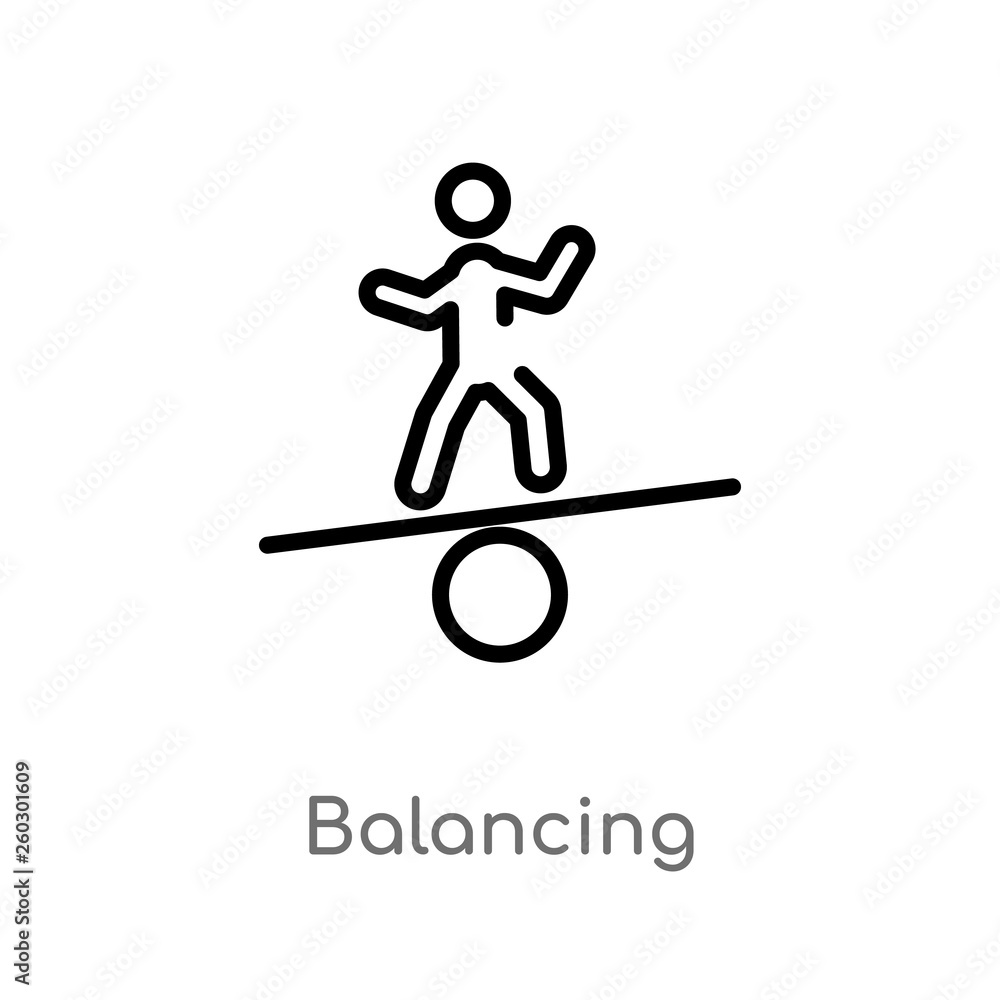 Poster outline balancing vector icon. isolated black simple line element illustration from activity and hob