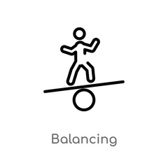 outline balancing vector icon. isolated black simple line element illustration from activity and hobbies concept. editable vector stroke balancing icon on white background