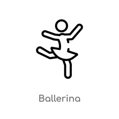 outline ballerina vector icon. isolated black simple line element illustration from activity and hobbies concept. editable vector stroke ballerina icon on white background