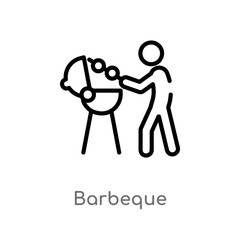 outline barbeque vector icon. isolated black simple line element illustration from activity and hobbies concept. editable vector stroke barbeque icon on white background